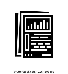 Berichtsdokument-Glyphsymbol-Vektorgrafik. Dokumentenzeichen in Papierform melden. einzelne Symbolillustration