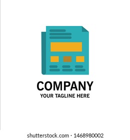 Report, Paper, Sheet, Presentation Business Logo Template. Flat Color. Vector Icon Template background