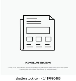 Report, Paper, Sheet, Presentation Line Icon Vector