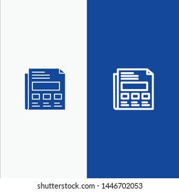 Report, Paper, Sheet, Presentation Line and Glyph Solid icon Blue banner Line and Glyph Solid icon Blue banner