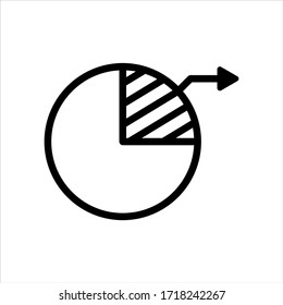 Icono del vector del gráfico circular de informe sobre fondo blanco