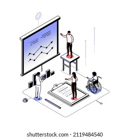 Report presentation - modern line isometry design style illustration