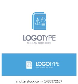 Report, Presentation, Pie, Chart, Business Blue Solid Logo with place for tagline