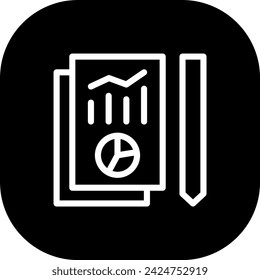 Report project development icon with black filled line outline style. report, business, finance, financial, analysis, chart, concept. Vector Illustration