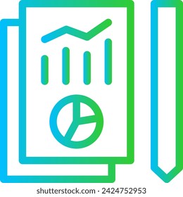 Symbol für Projektentwicklung mit blauem und grünem Farbverlauf und Umrissstil. Bericht, Geschäft, Finanzen, Finanzen, Analyse, Diagramm, Konzept. Vektorgrafik