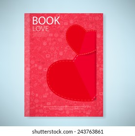 Report red paper heart Valentines day card with sign on Icon love background