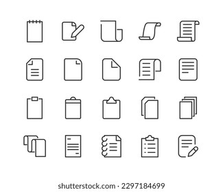report related premium icon set. Vector elements with editable stroke. Isolated on a white background