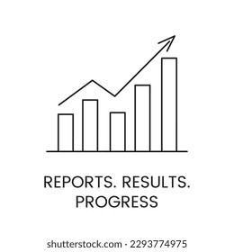 Report and results, progress line icon in vector, arrow chart illustration.