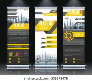 Report rollup vertical banners set realistic isolated vector illustration 