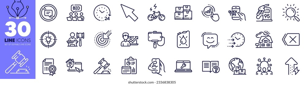 Report, Selfie stick and Education line icons pack. International delivery, Graph chart, Work home web icon. Reject certificate, Squad, Stop talking pictogram. Energy growing. Vector