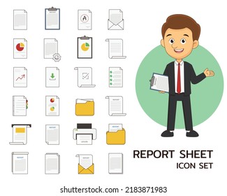 Report sheet concept flat icons