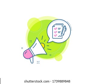 Report sign. Megaphone promotion complex icon. Survey Checklist line icon. Business review symbol. Business marketing banner. Survey checklist sign. Vector