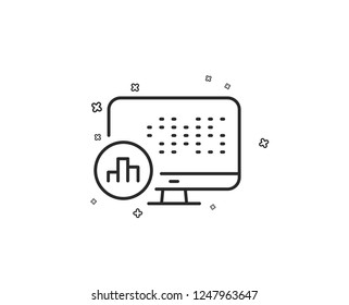 Report statistics line icon. Column graph sign. Growth diagram symbol. Geometric shapes. Random cross elements. Linear Report statistics icon design. Vector