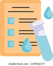 Report with Test Tube and Drops vector color icon design, Biochemistry symbol, Biotechnology and Biochemical Sign, Science and engineering stock illustration, Analysis Checklist Concept