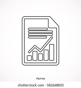 Report text file icon. Document with chart symbol. Accounting sign. Flat icon on white background. Vector