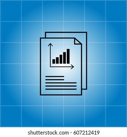 Report text file icon. Document with chart symbol. Accounting sign.
