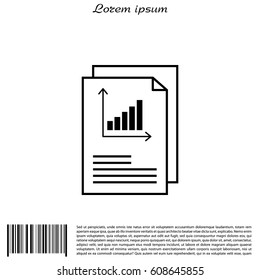 Report text file icon. Document with chart symbol. Accounting sign.
