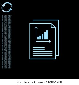 Report text file icon. Document with chart symbol. Accounting sign.
