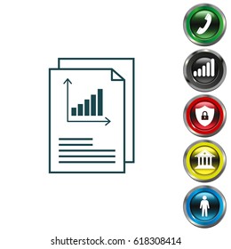 Report text file icon. Document with chart symbol. Accounting sign.