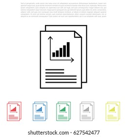 Report text file icon. Document with chart symbol. Accounting sign.