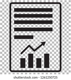 report text file icon on transparent. flat style. document with chart icon for your web site design, logo, app, UI. file symbol. text file sign.