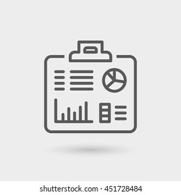 report thin line icon isolated with shadow