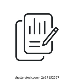 Report thin line icons. Perfect pixel on transparent background