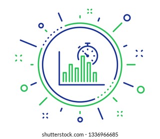 Report timer line icon. Column graph sign. Growth diagram chart symbol. Quality design elements. Technology report timer button. Editable stroke. Vector
