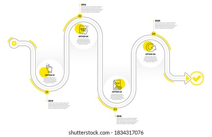 Report, Touchscreen gesture and Quick tips line icons set. Timeline plan infograph. Reload sign. Presentation document, Slide down, Helpful tricks. Update. Technology set. Vector