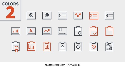 Report UI Pixel Perfect Well-crafted Vector Thin Line Icons 48x48 Ready for 24x24 Grid for Web Graphics and Apps with Editable Stroke. Simple Minimal Pictogram