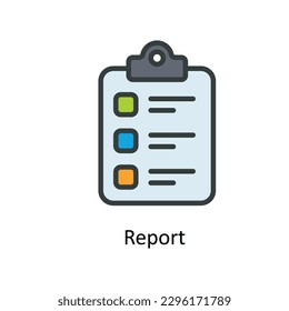 Iconos de contorno de relleno de vectores de informe. Material gráfico simple