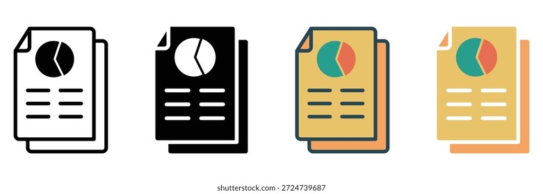 Icono de Web de informe colección de estilos múltiples