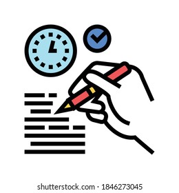 vector de icono de color de escritura de informes. signo de escritura de informe. ilustración de símbolo aislado