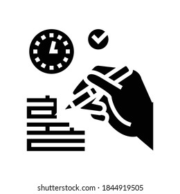 report writing glyph icon vector. report writing sign. isolated contour symbol black illustration