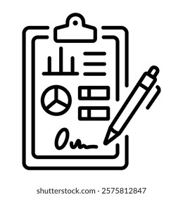 Report writing icon in linear style 