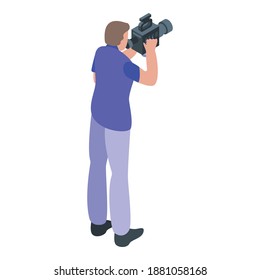 Reportage cameraman icon. Isometric of reportage cameraman vector icon for web design isolated on white background