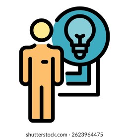 Icono de idea de reportaje. Icono de Vector de idea de reporte de contorno de color plano aislado