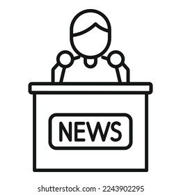 Reportage journalist icon outline vector. Camera press. Tv interview