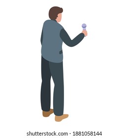 Icono de micrófono de reportaje. Isométrico del icono vector del micrófono de reportero para el diseño web aislado en fondo blanco