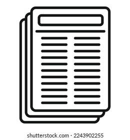 vector de contorno del icono del periódico de reportaje. Entrevista con cámara. Reportero de equipo