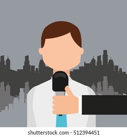 reporter breaking news icon vector illustration design
