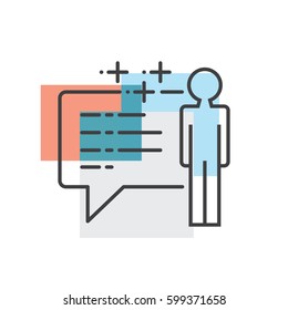Reporter with Bubble talk Advertisement, marketing icons Flat Color