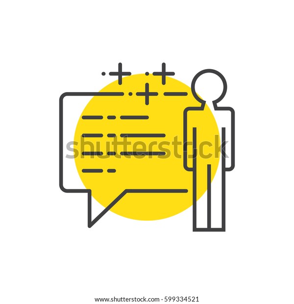 Reporter with Bubble talk Advertisement, marketing\
icons yellow mark
