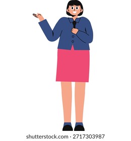 Reporter flat multi color illustration