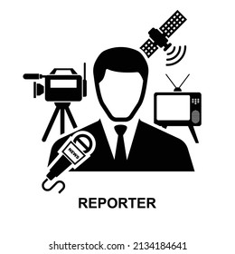 Reportersymbol einzeln auf weißem Hintergrund, Vektorgrafik.