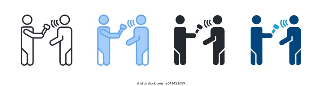 Reporter Icon Set Multiple Style. Design In Outline, Blue, Glyph, Dualtone