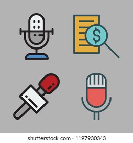reporter icon set. vector set about microphone and report id icons set.