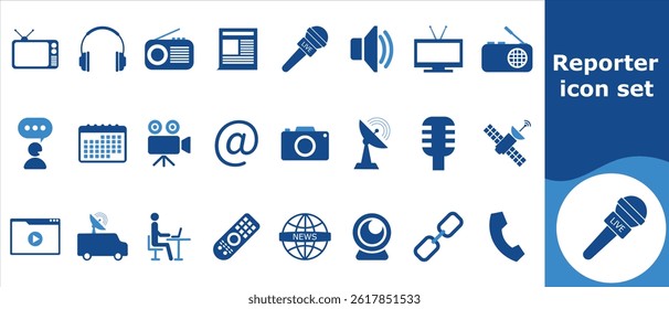 Reporter-Icon set.transformation, Zusammenarbeit, Maschine, Bildung, Bewertung, Feedback, Bewertung, Institution, akademische, Audit, Überprüfung, Sicherheit, Wert und mehr