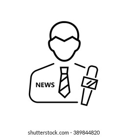 Reporter icon in thin line style. Vector illustration