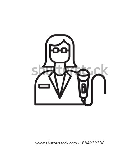 reporter icon vector outline style. character design line style. woman job icon